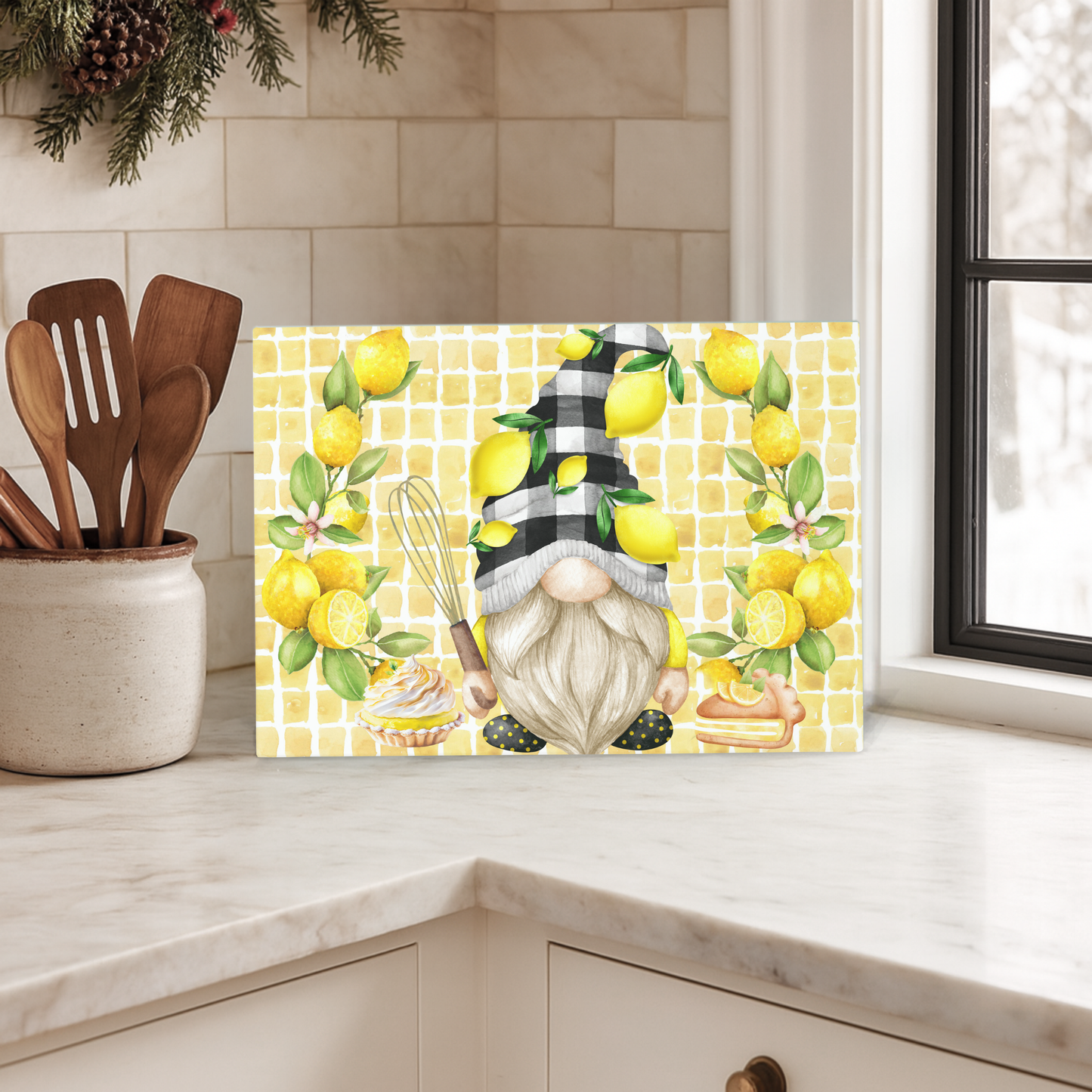 Lemon Baking Gonk Glass Chopping Board – A4