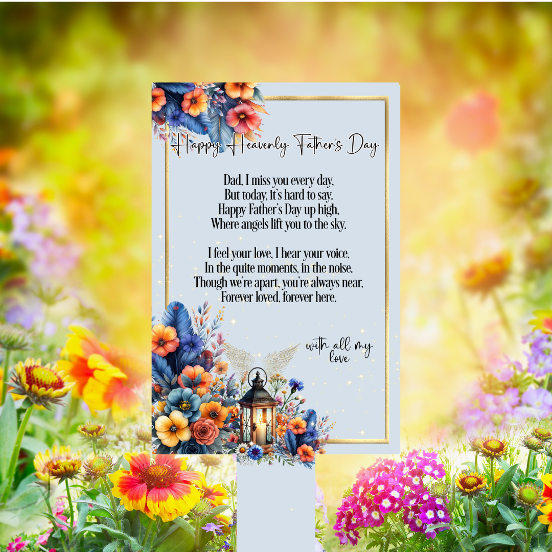 Happy Heavenly Father’s Day – Blue Floral Memorial Marker