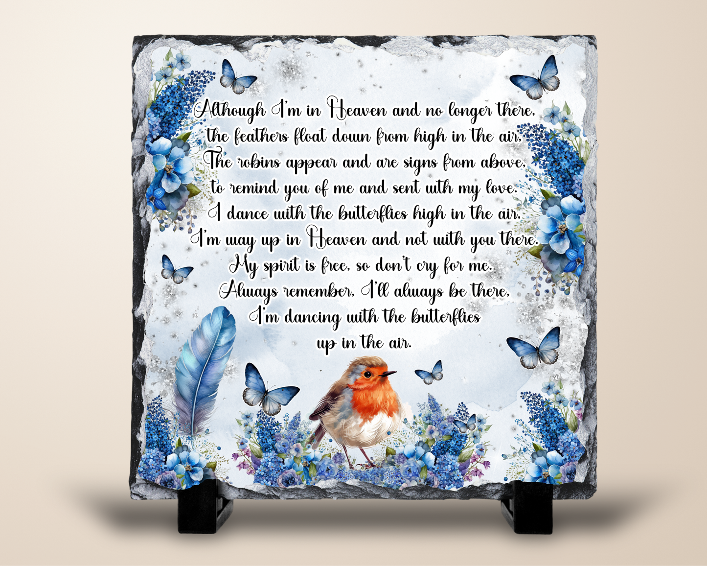 Robins, Feathers & Butterflies – Memorial Slate