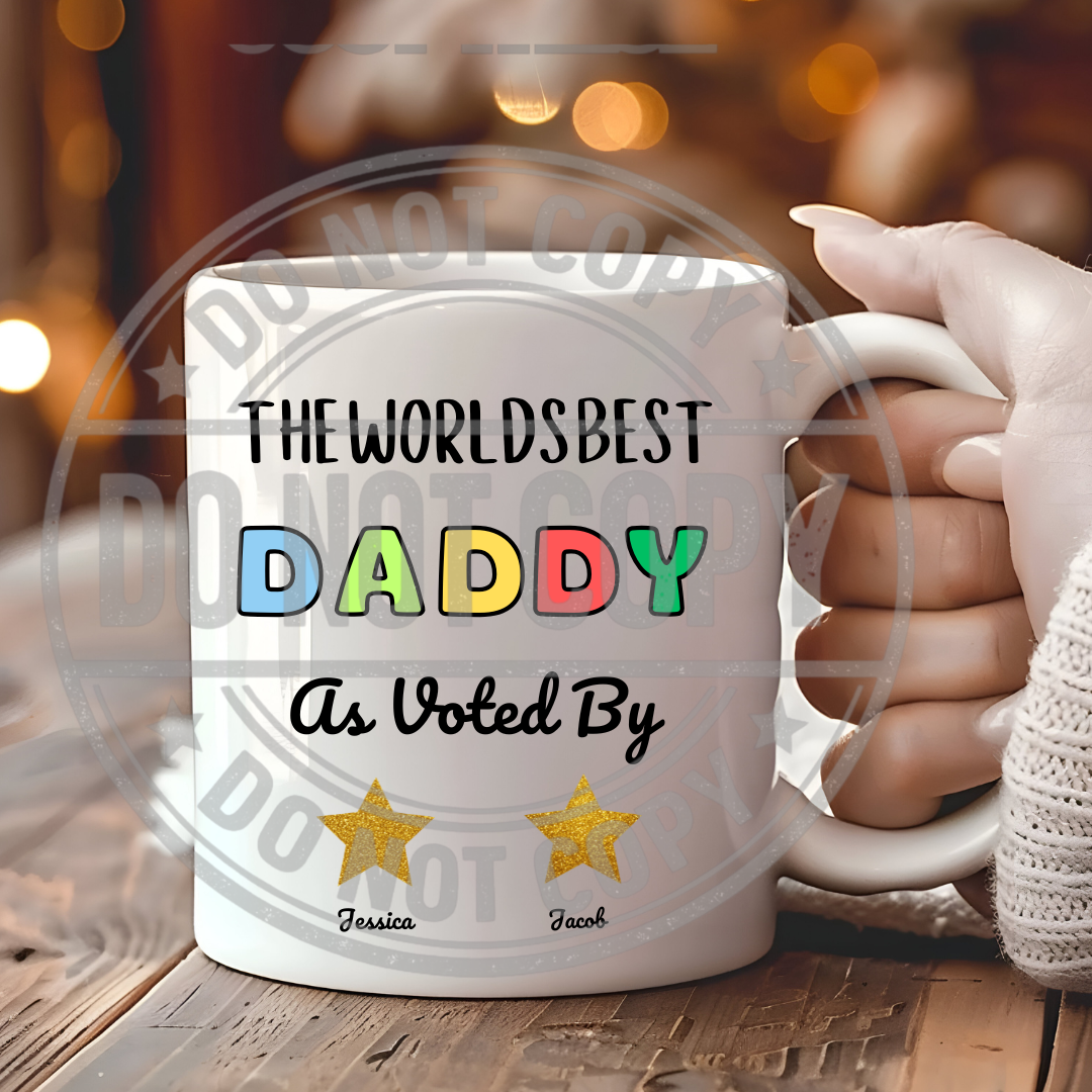 Personalised Worlds Best Daddy Mug – Custom Dad Gift with Children’s Names