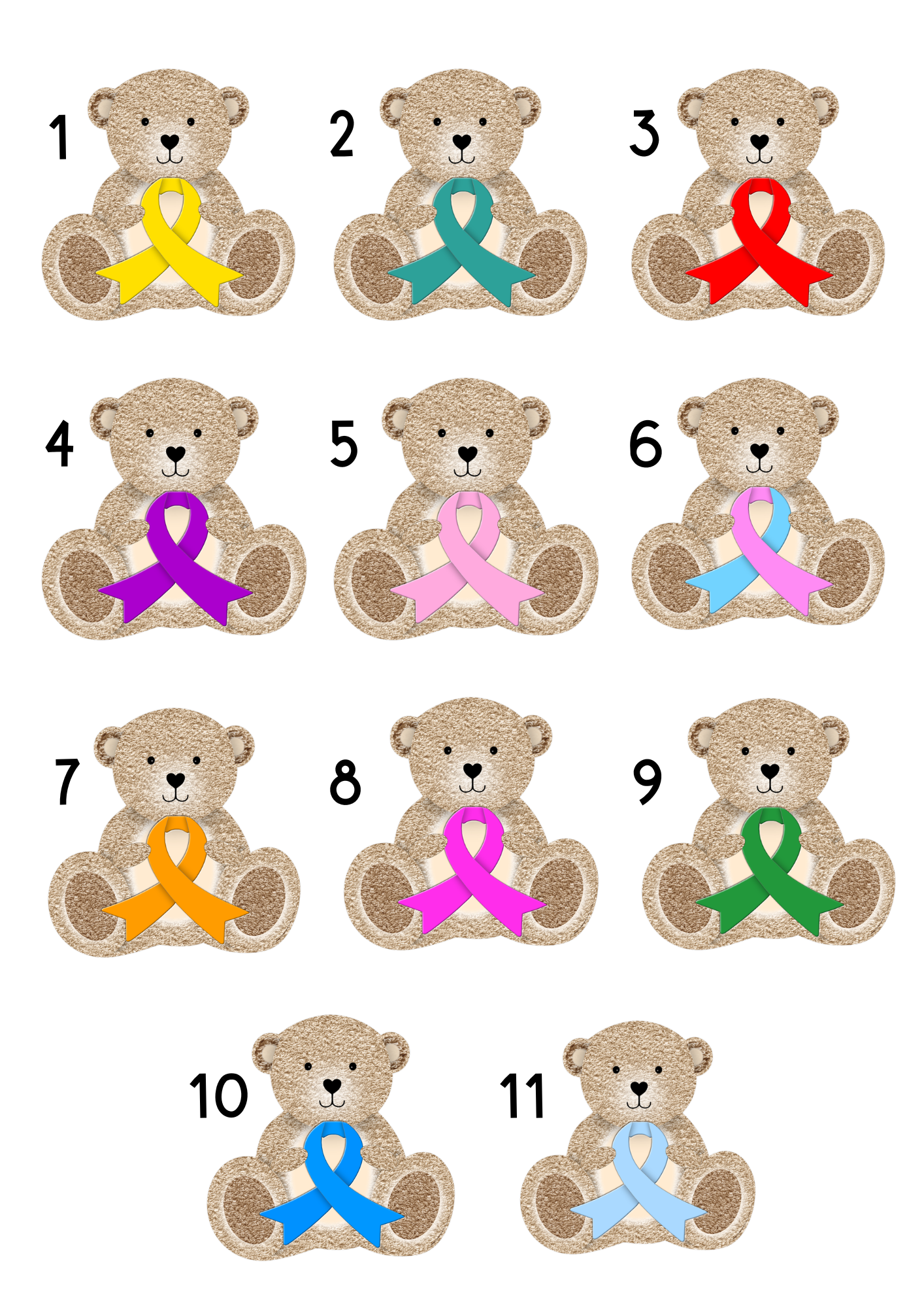 Ribbon Awareness Bear Keyring