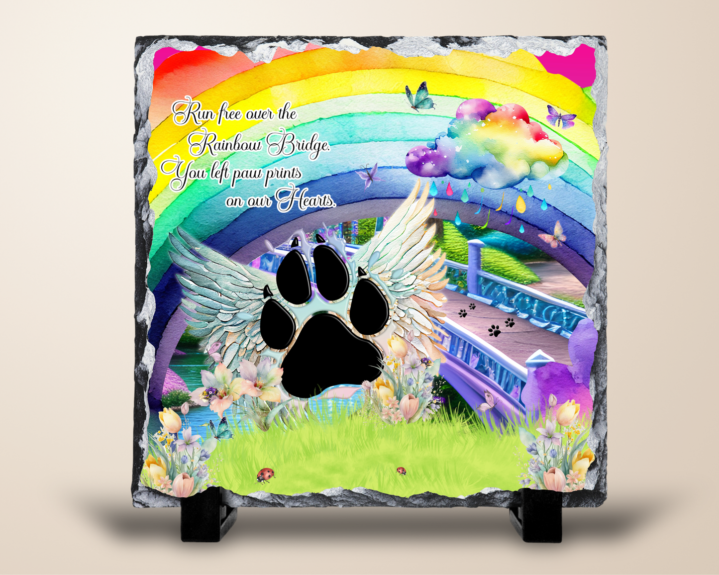 Rainbow Bridge Pet Memorial Slate