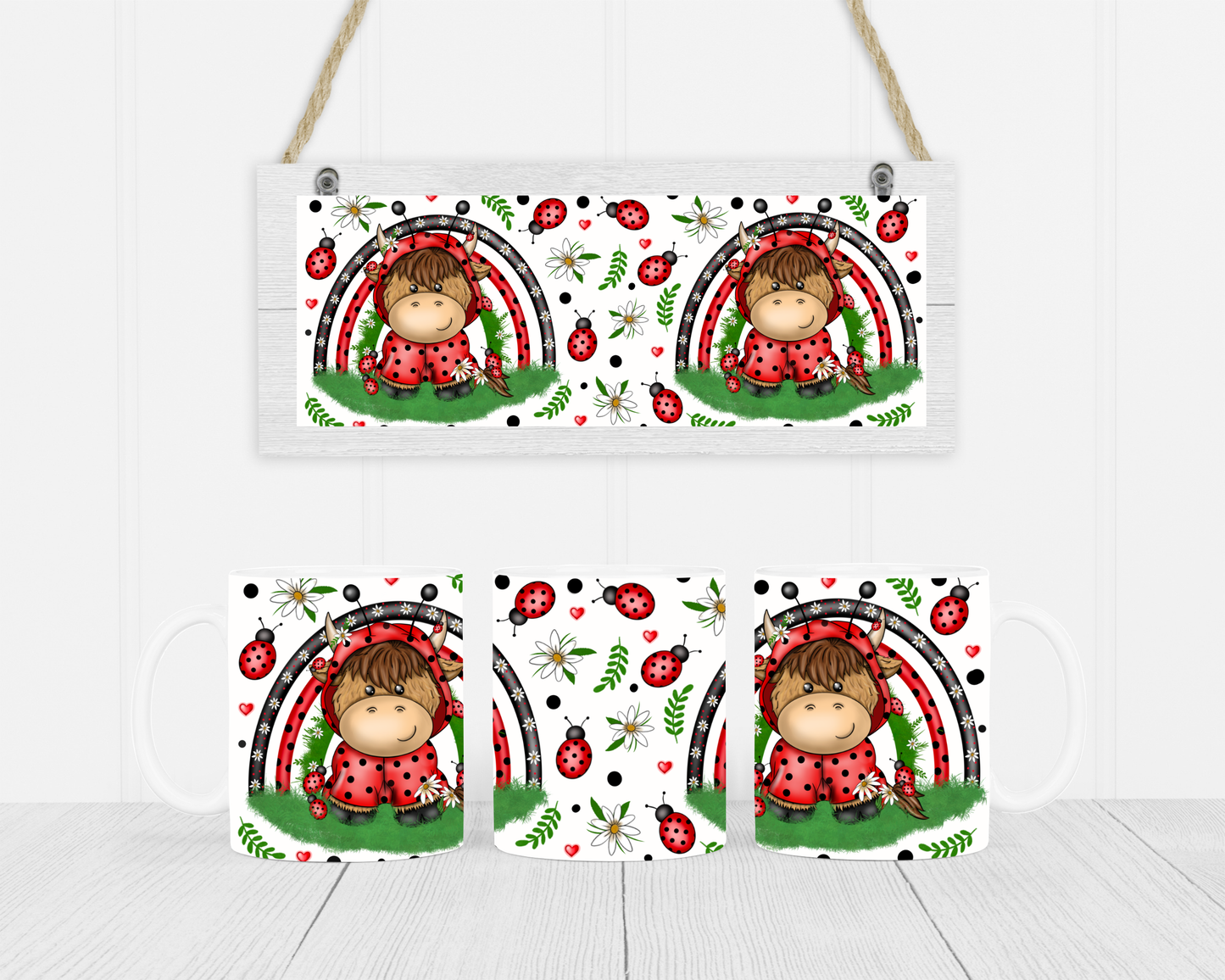 Ladybird Highland Cow Mug