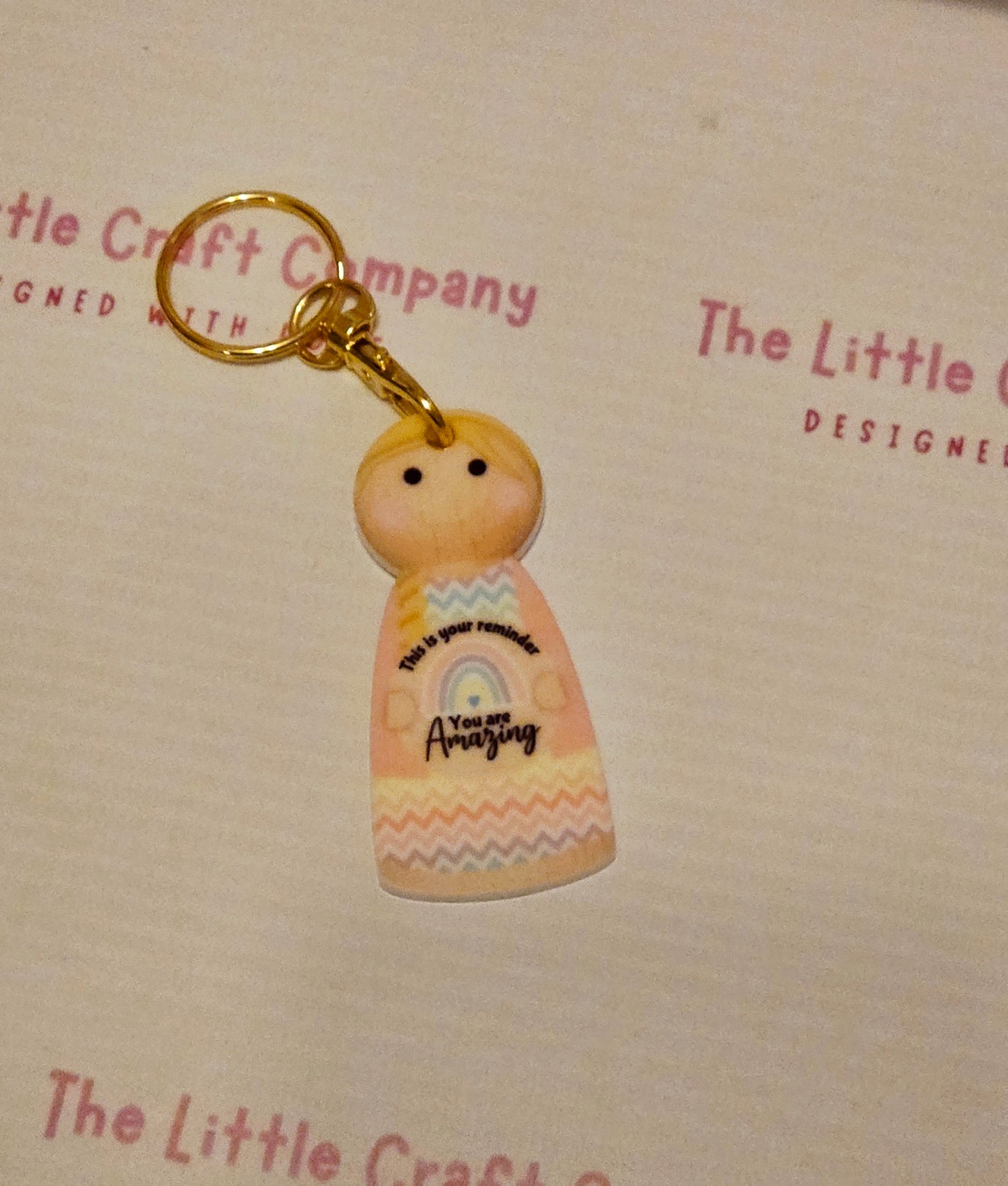 You Are Amazing Peg Doll Keyring