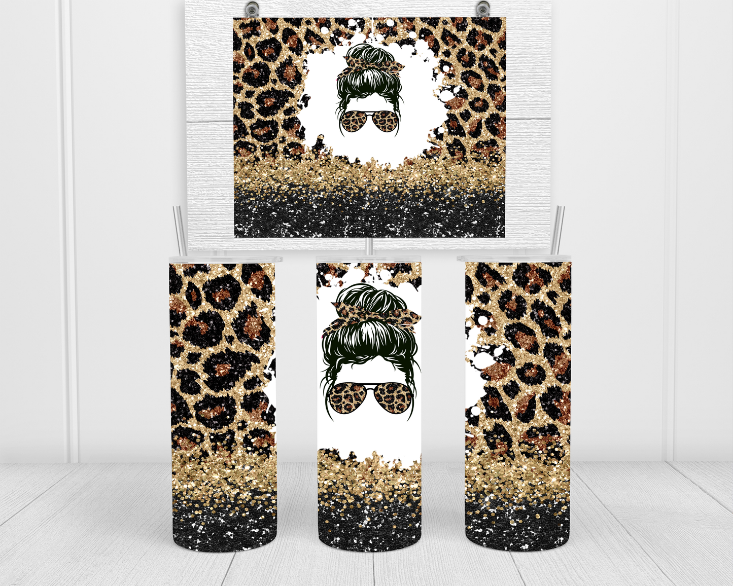 Leopard Mum Bun Tumbler