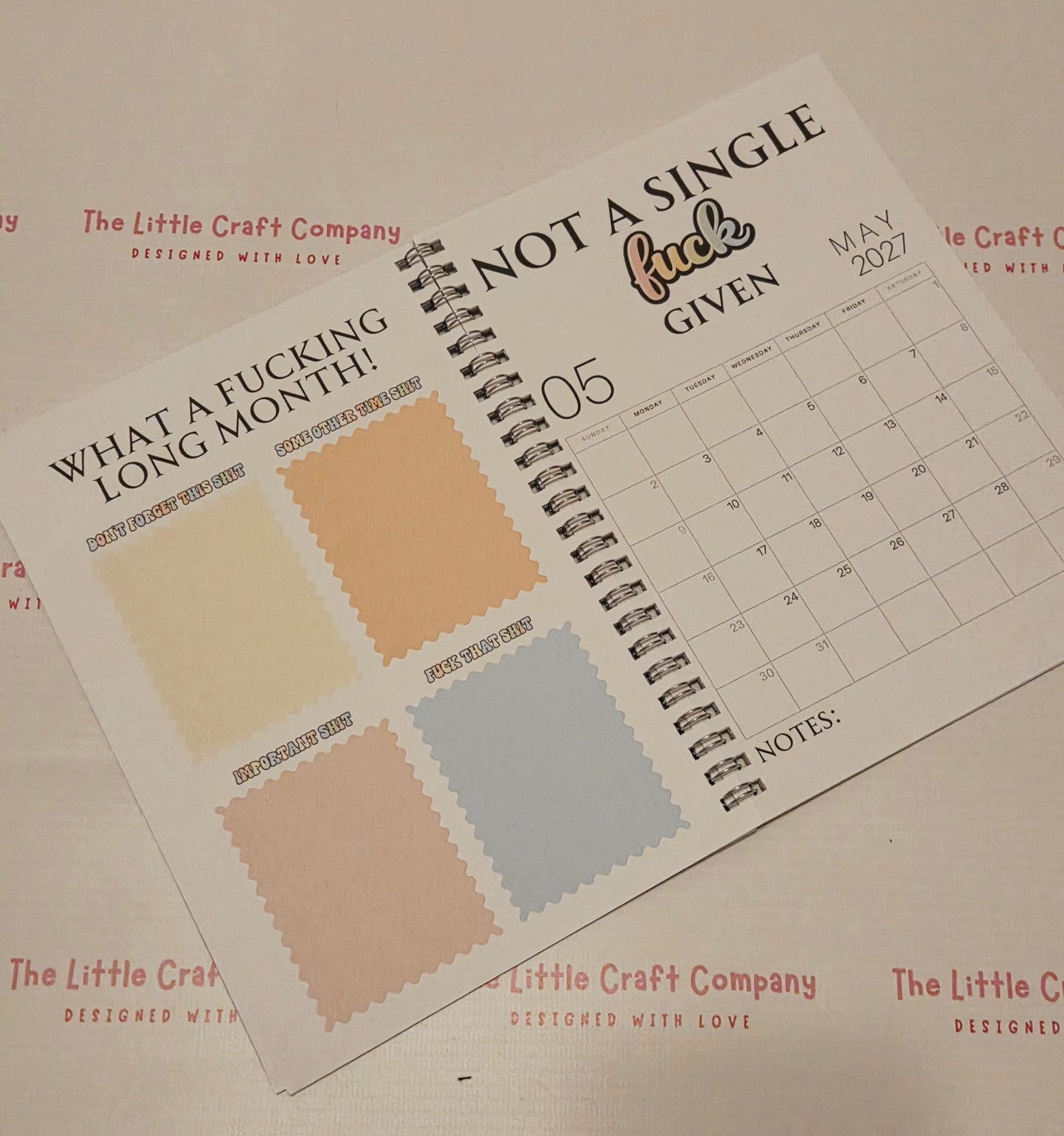 2027 A5 Funny Calendar Book – Cheeky Organiser (Pastel or Daisy Design)