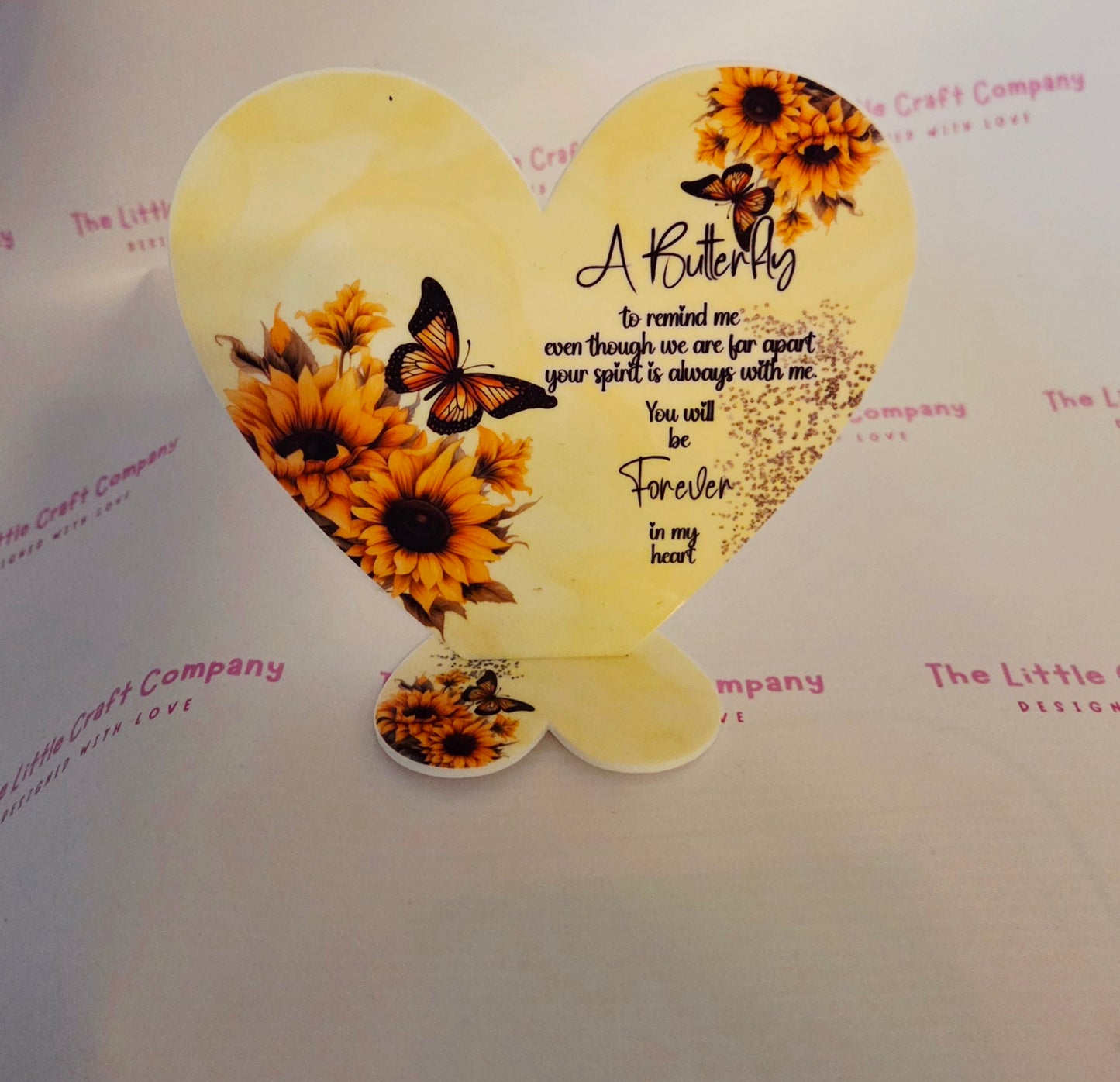 Butterfly Memorial Heart – Sunflower Design - SALE ITEM