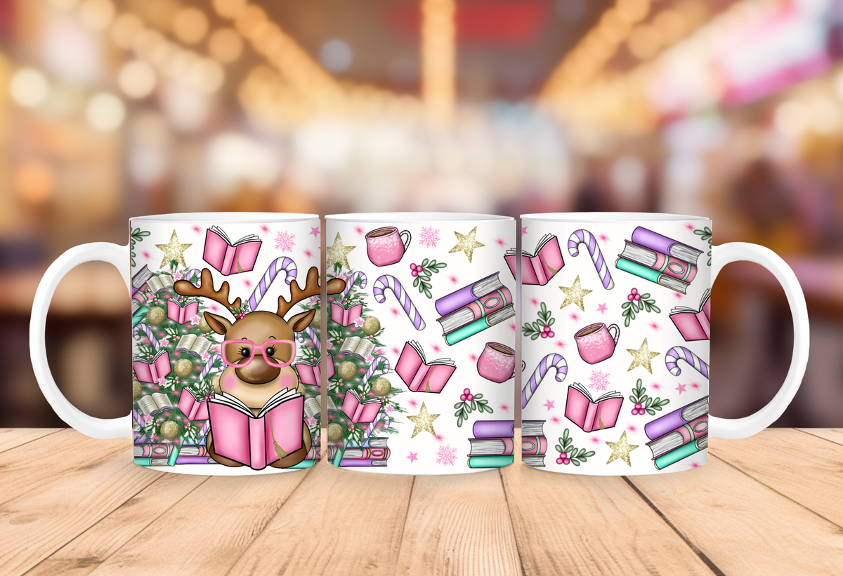 Christmas Book Lover Reindeer Mug