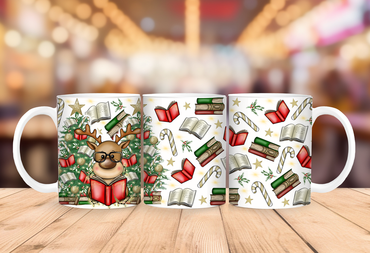 Christmas Book Lover Reindeer Mug