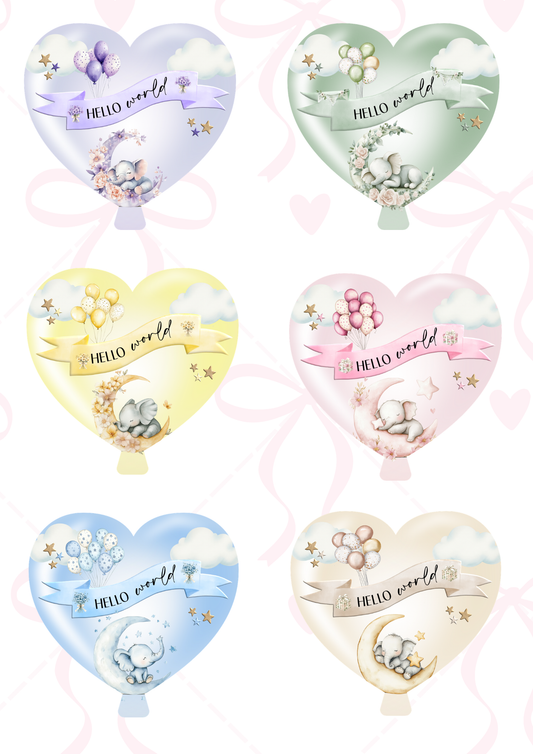 Hello World Baby Balloon Plaque with Milestone Balloons