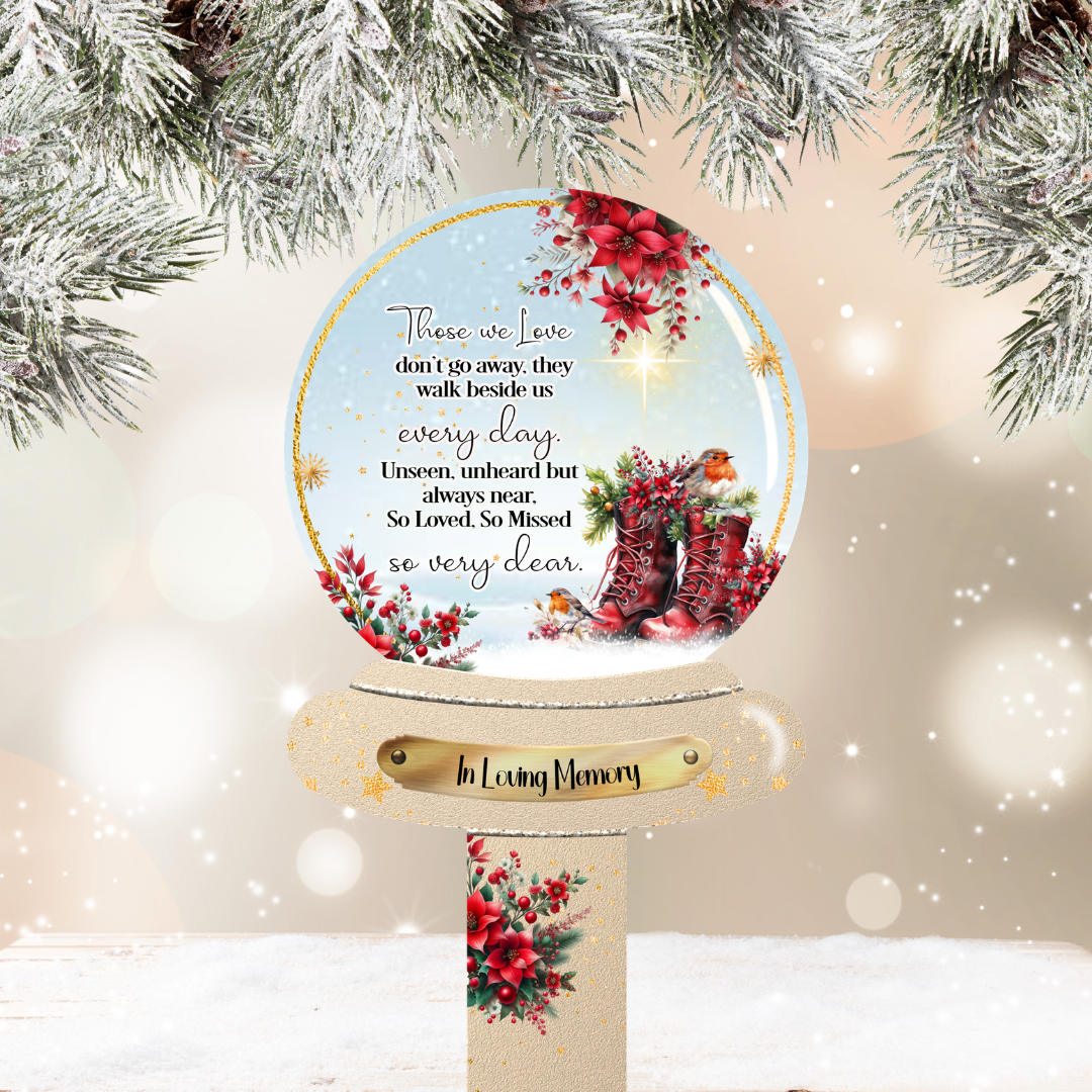 Christmas Snow Globe Memorial Grave Marker