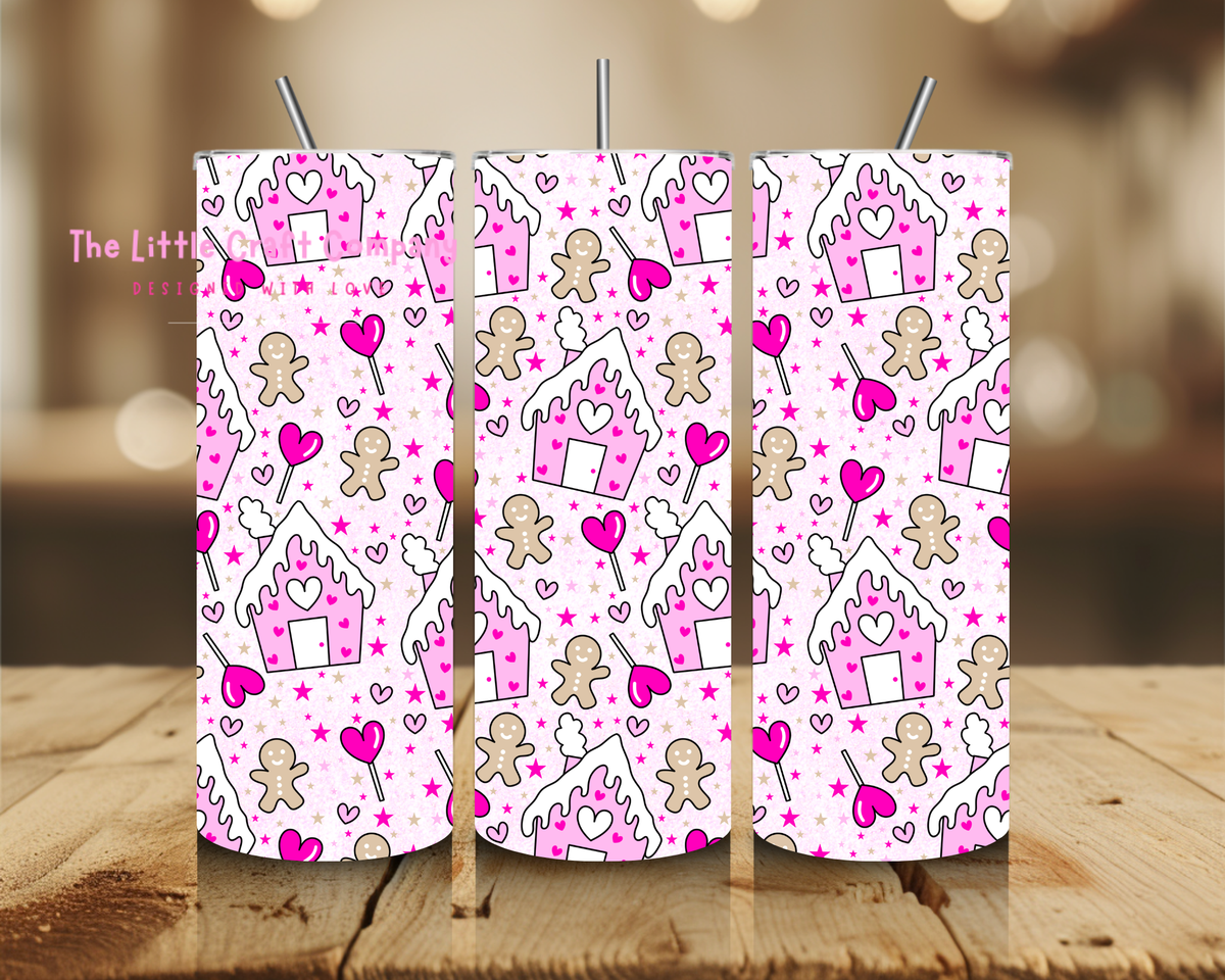 Pink Gingerbread Christmas Tumbler