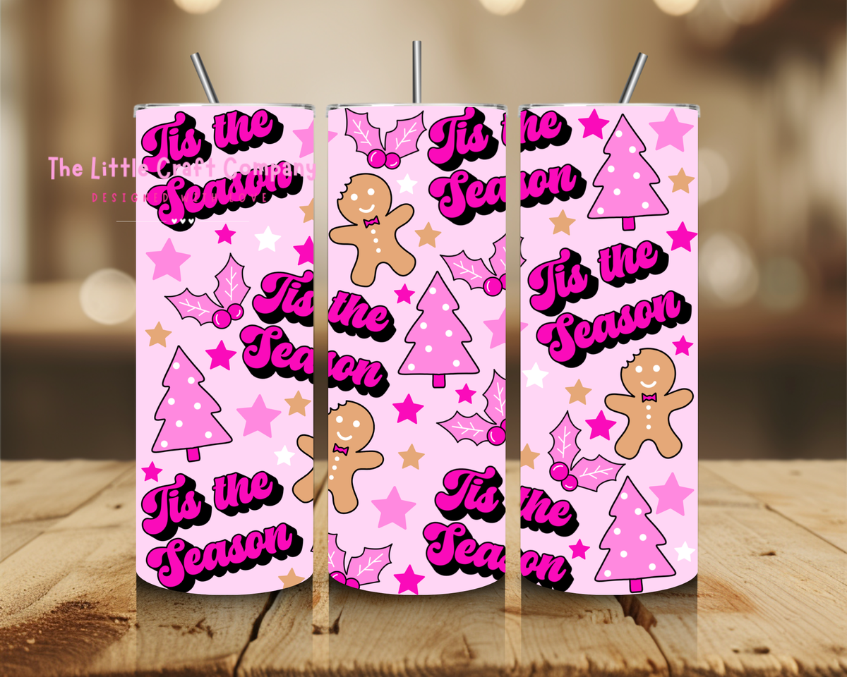Tis The Season Pink Christmas Tumbler
