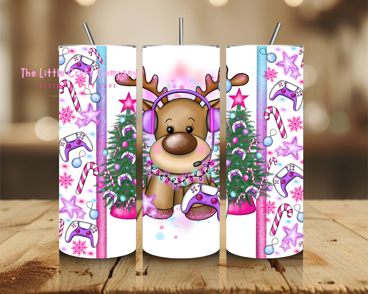 Girl Gamer Reindeer Christmas Tumbler