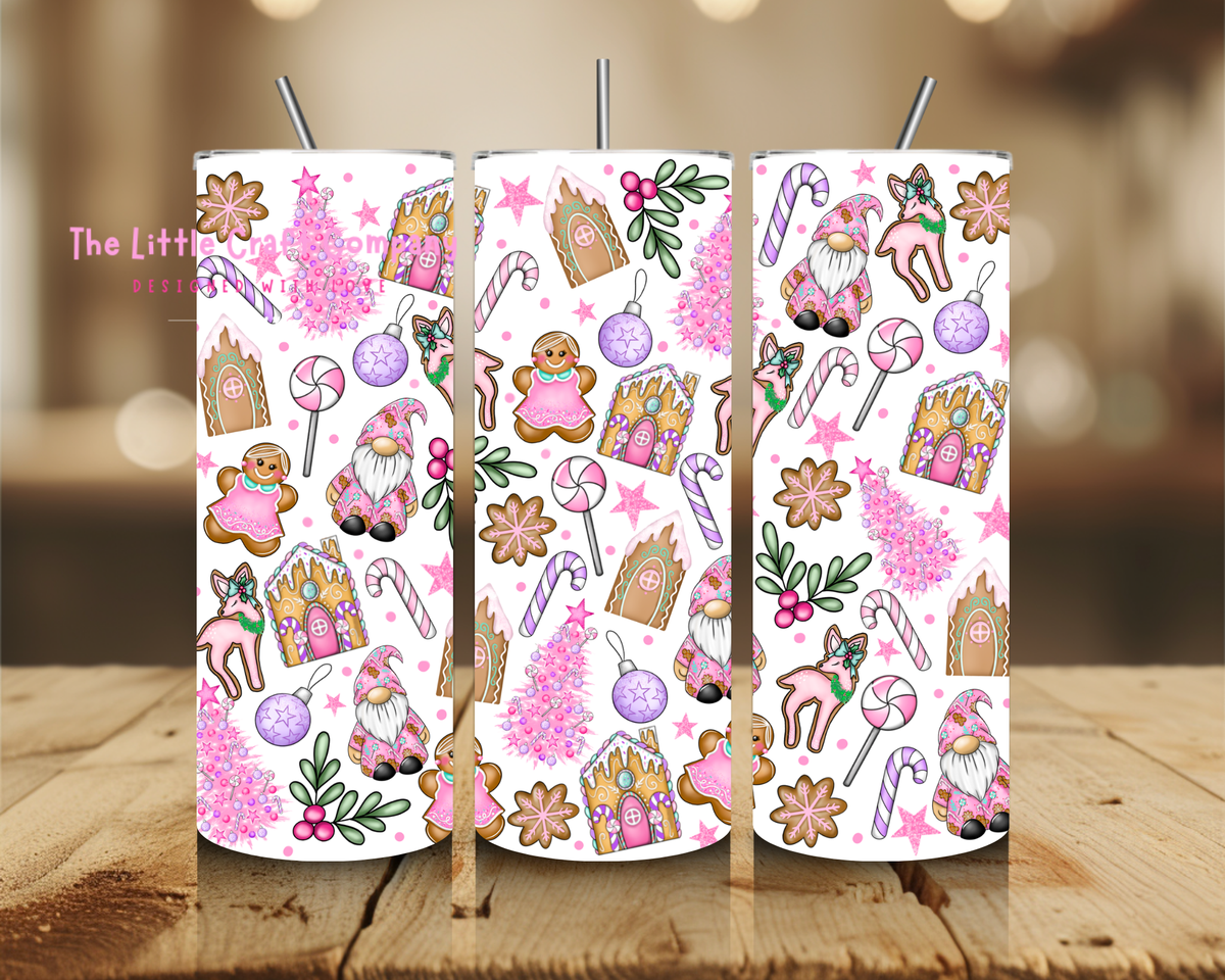 Pink Gingerbread Christmas Tumbler
