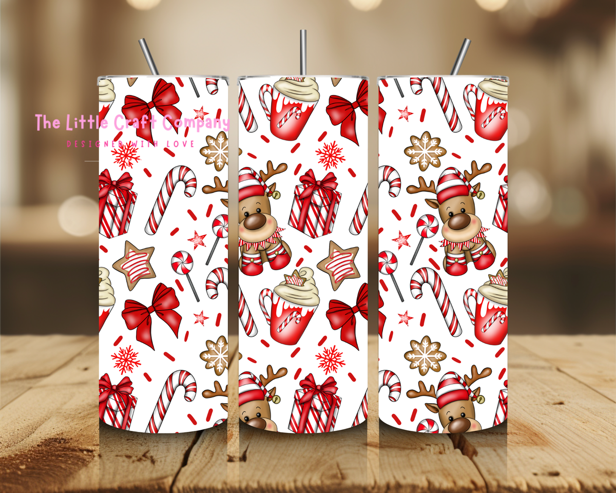 Christmas Reindeer & Candy Cane Tumbler