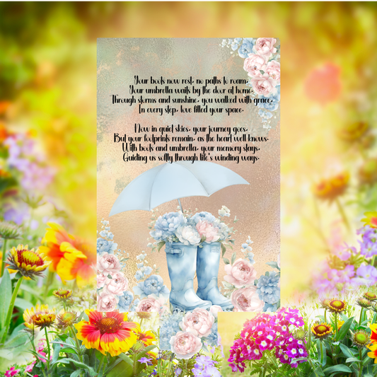 Boots & Umbrella – Memorial Marker