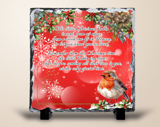 Christmas Robin Memorial Slate