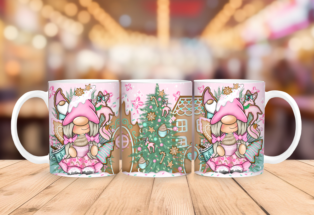 Pink Gingerbread Christmas Gonk Mug