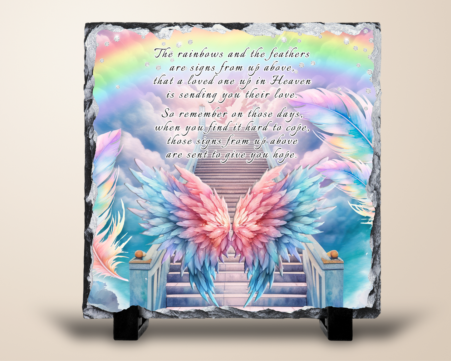 Rainbow & Feathers Memorial Slate