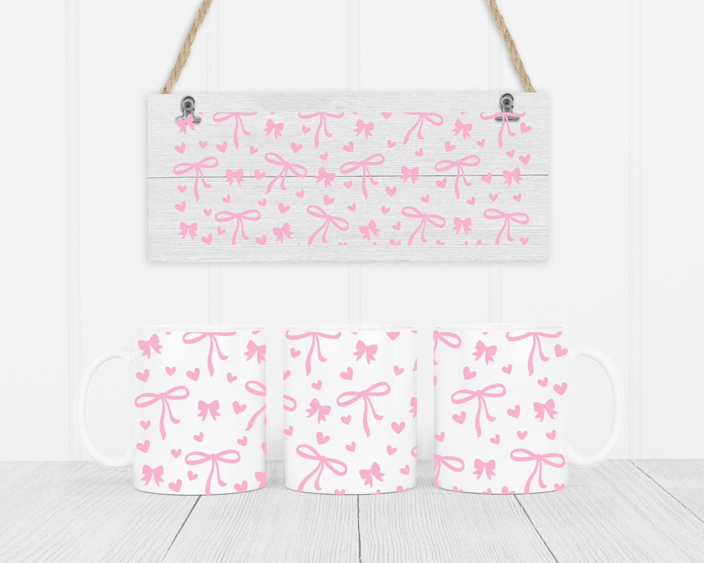 Pink Bow & Hearts Mug