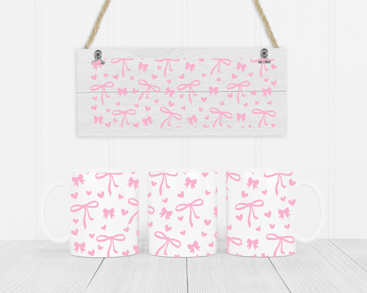 Pink Bow & Hearts Mug