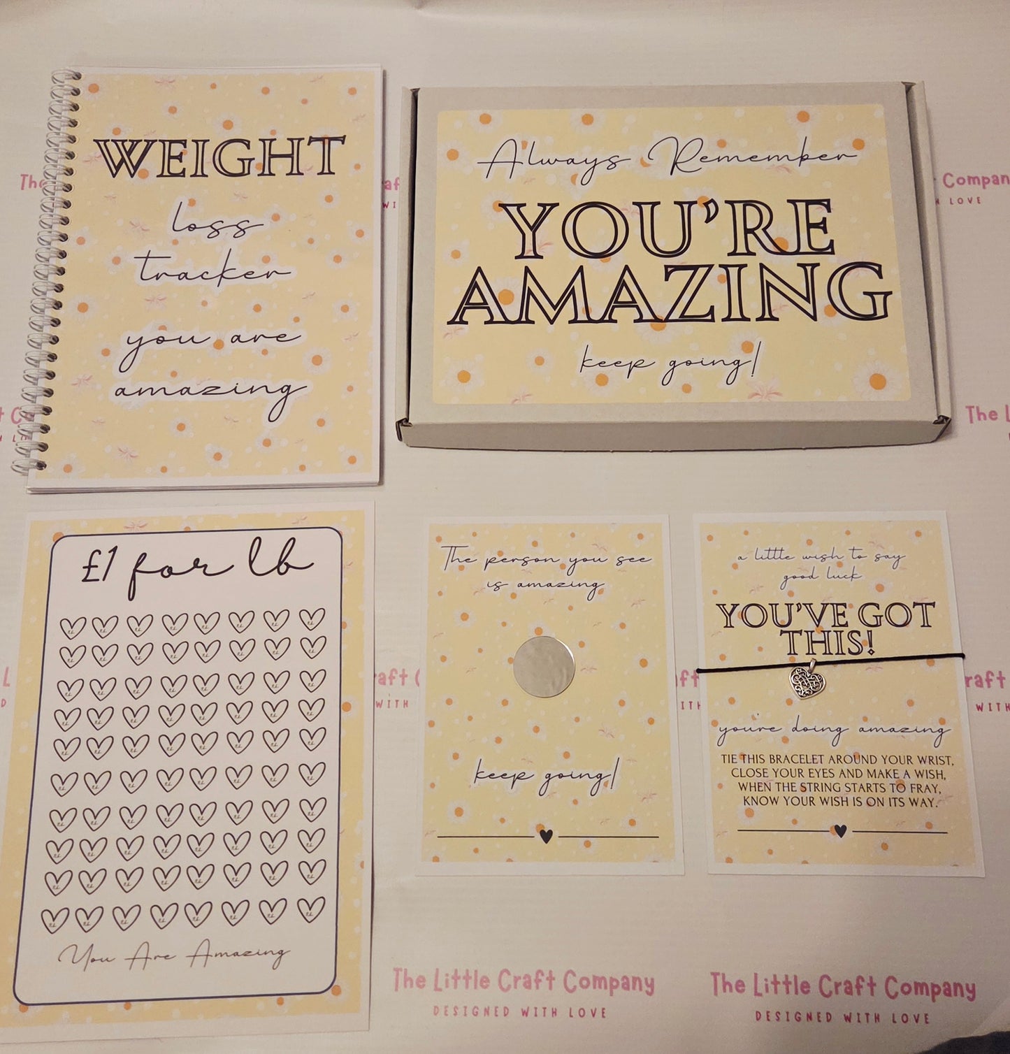 Weight Loss Motivation Gift Box | Weight Loss Tracker Journal & Wish Bracelet Gift Set