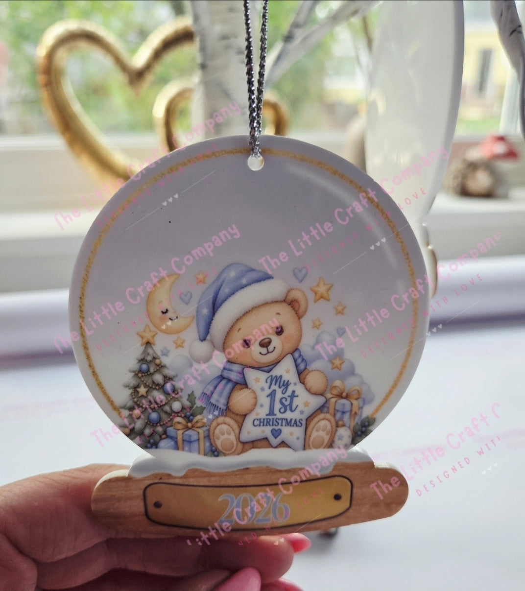 Personalised Baby’s First Christmas 2026 Hanging Keepsake Decoration