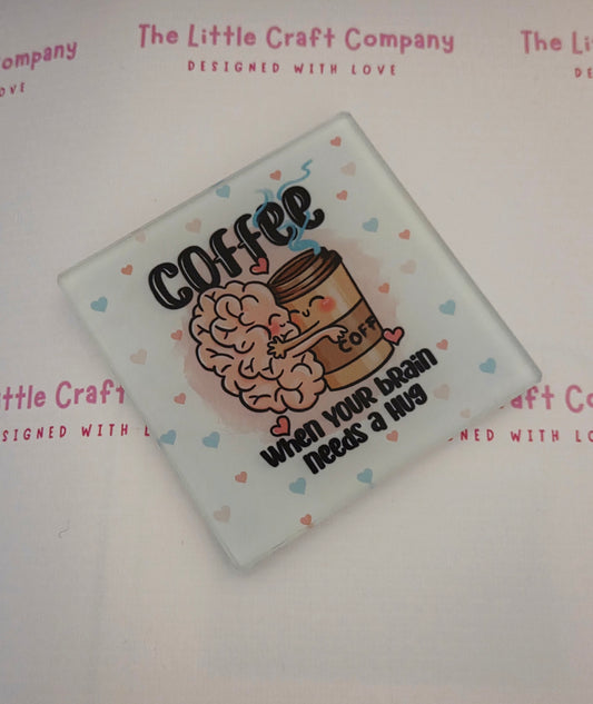 Coffee Brain Glass Coaster - SALE ITEM