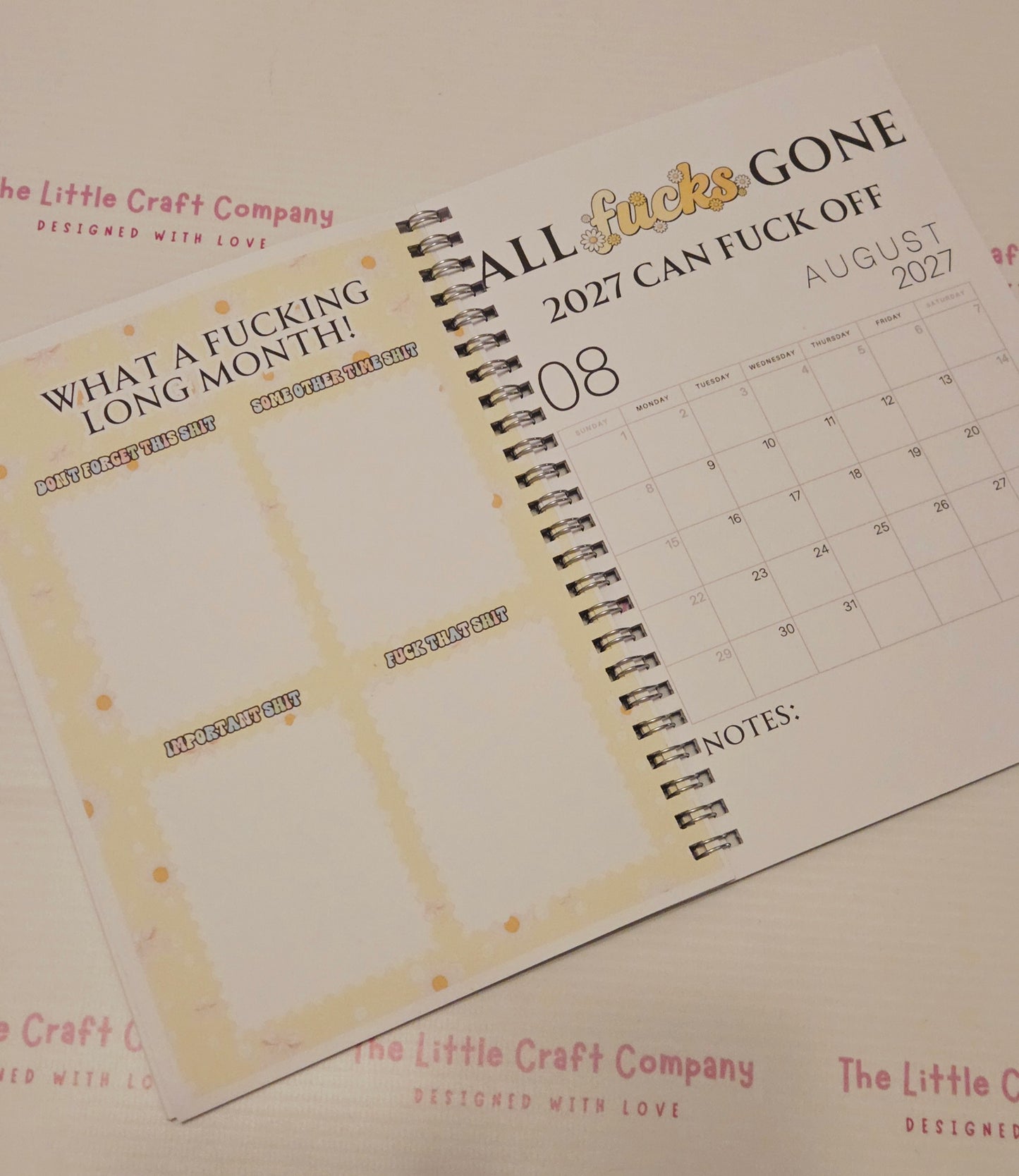 2027 A5 Funny Calendar Book – Cheeky Organiser (Pastel or Daisy Design)