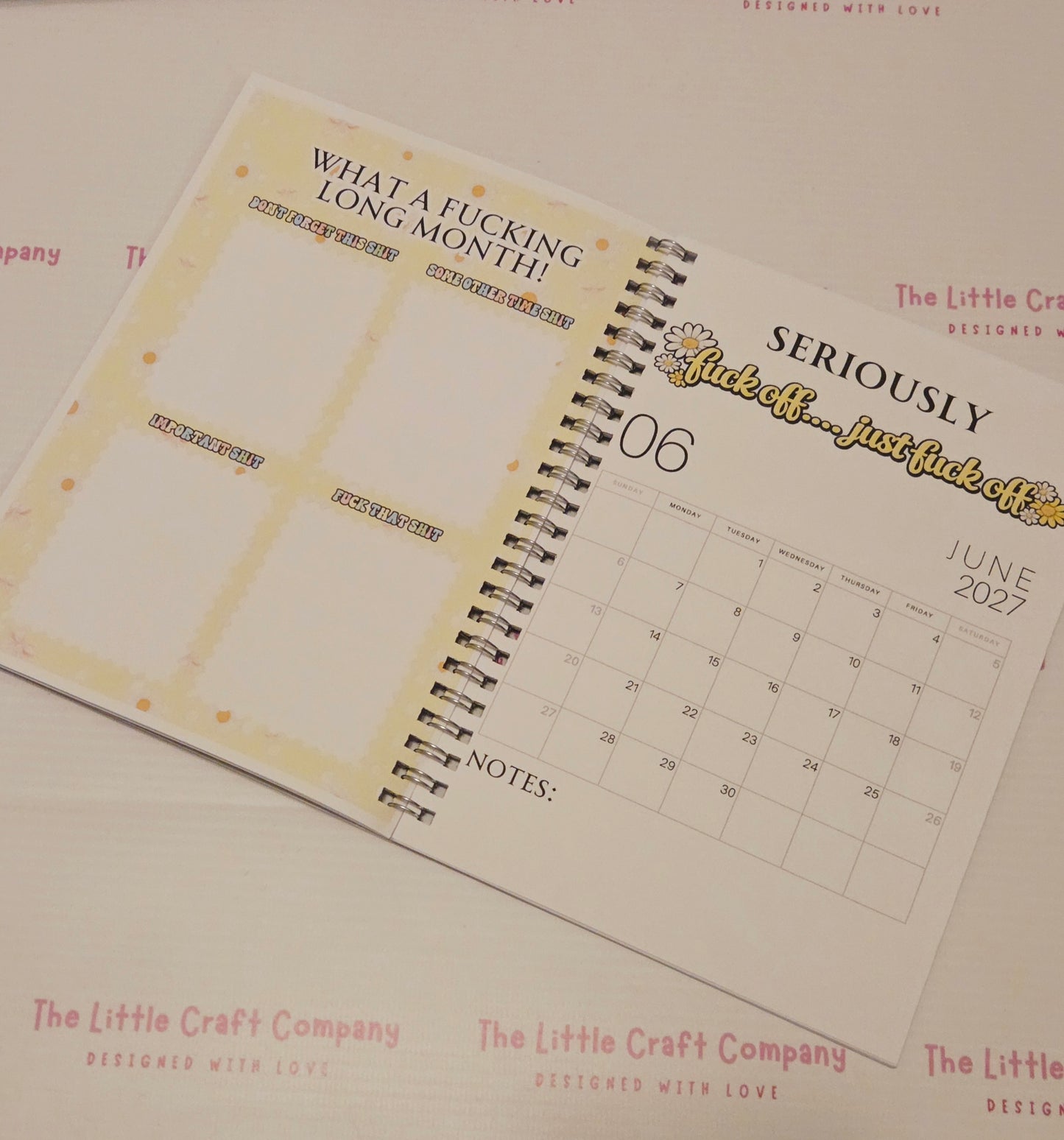 2027 A5 Funny Calendar Book – Cheeky Organiser (Pastel or Daisy Design)