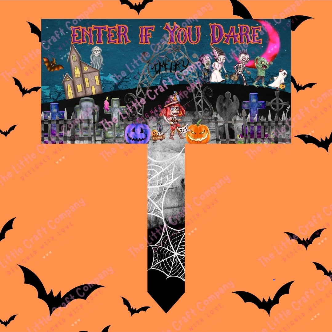 Enter If You Dare Halloween Grave Marker