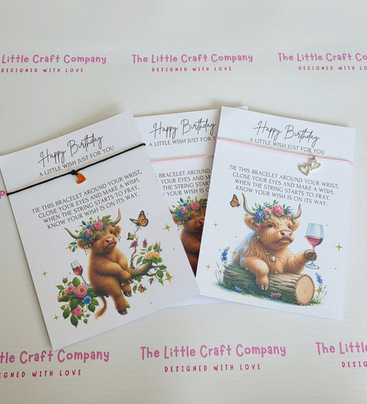 Highland Cow Birthday Wish Bracelet – Cute Birthday Gift for Her