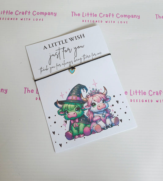 Highland Cow Thank You Wish Bracelet