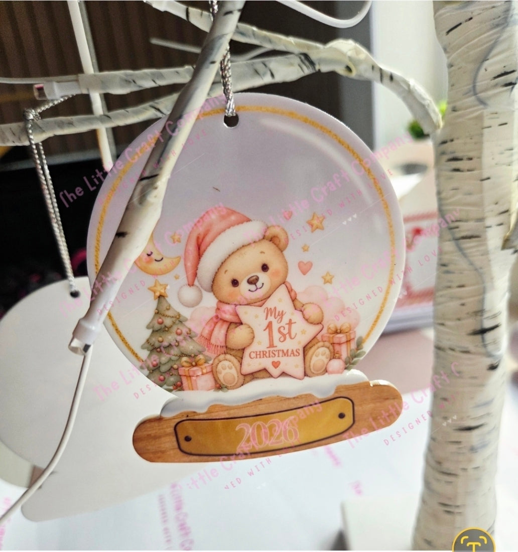 Personalised Baby’s First Christmas 2026 Hanging Keepsake Decoration