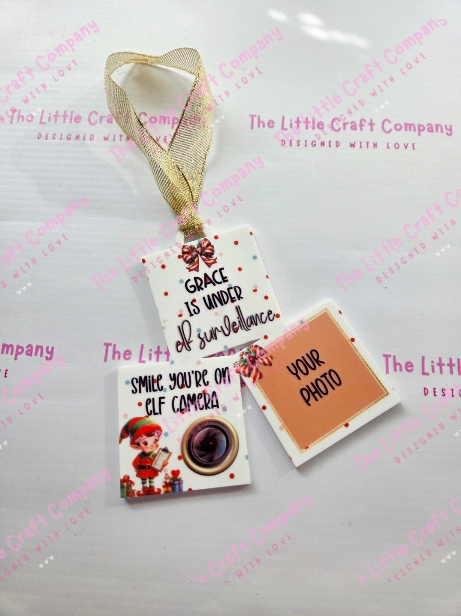 Personalised Elf Surveillance Hanging Decoration