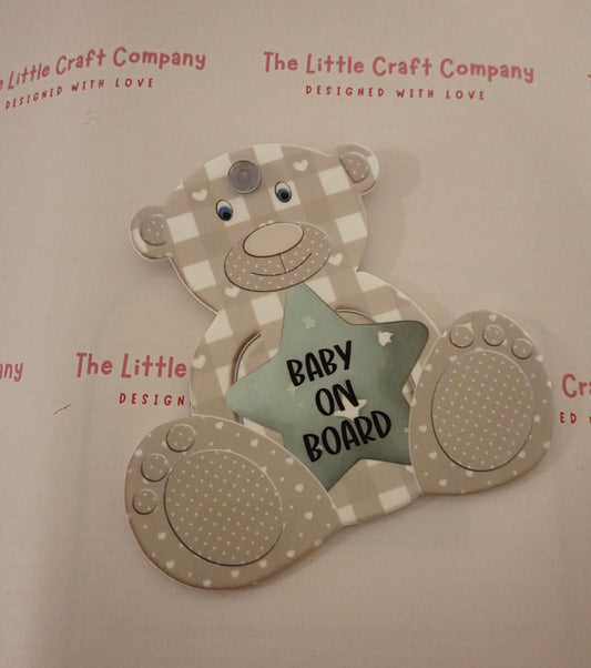 Baby on Board Car Sign - Grey/Green - SALE ITEM