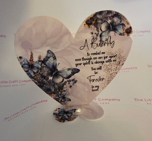 Butterfly Memorial Heart – Blue Floral Design - SALE ITEM