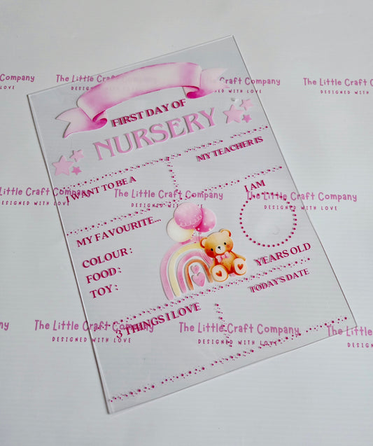 First Day of Nursery Board – Acrylic - SALE ITEM