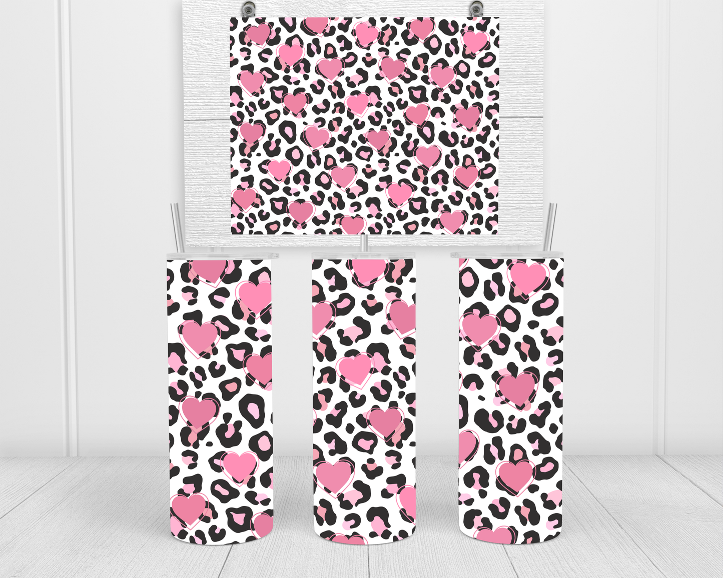 Leopard Print & Hearts Tumbler