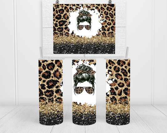 Leopard Mum Bun Tumbler