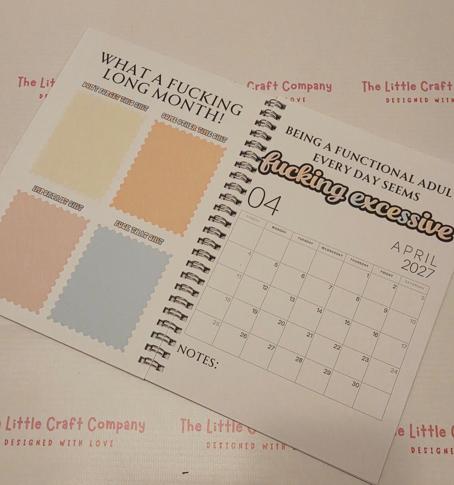 2027 A5 Funny Calendar Book – Cheeky Organiser (Pastel or Daisy Design)
