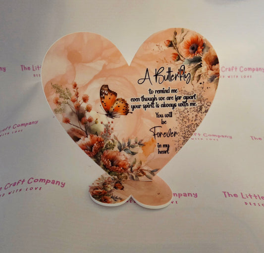 Butterfly Memorial Heart – Peach Floral Design  - SALE ITEM