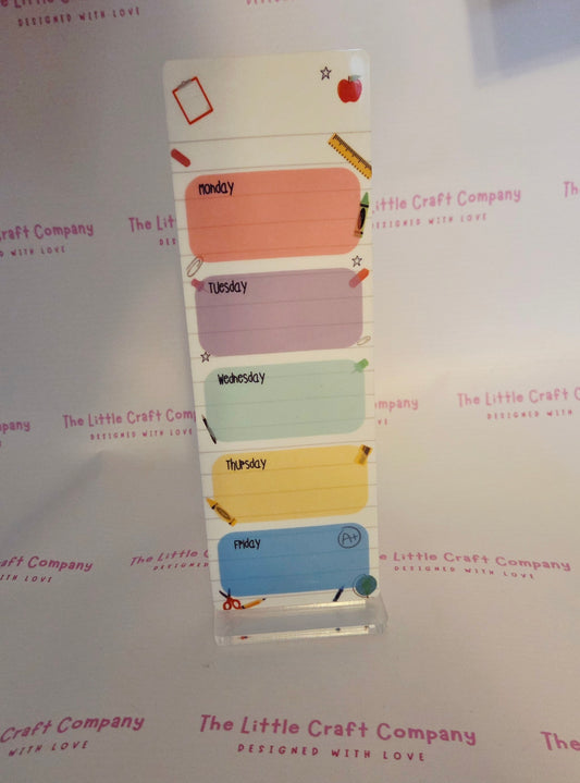 School Theme Weekly Wipeable Planner Stand - SALE ITEM